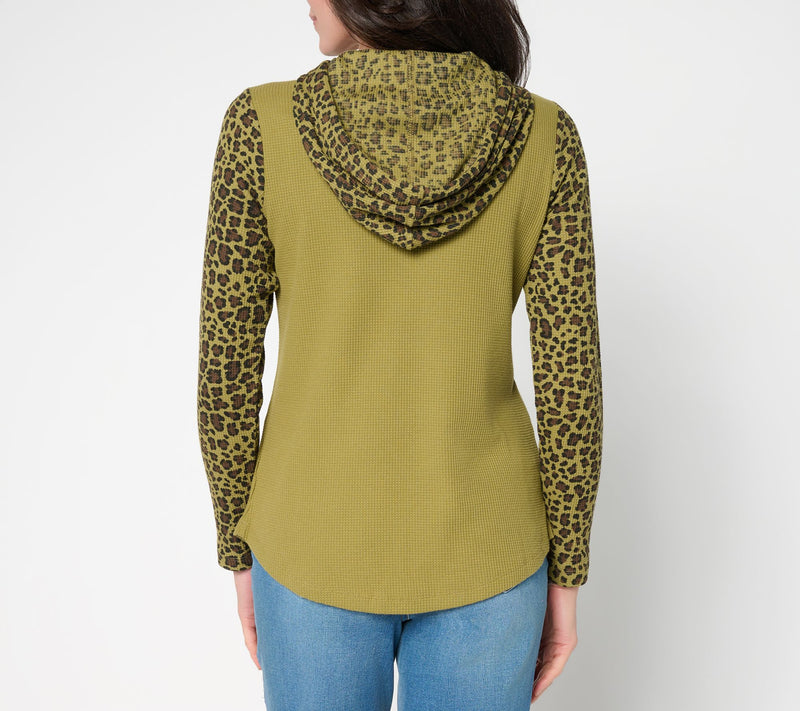 Belle by Kim Gravel Baby Waffle Leopard Sleeve Hoodie — View 3