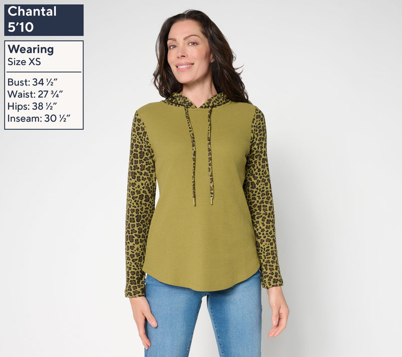 Belle by Kim Gravel Baby Waffle Leopard Sleeve Hoodie — View 2