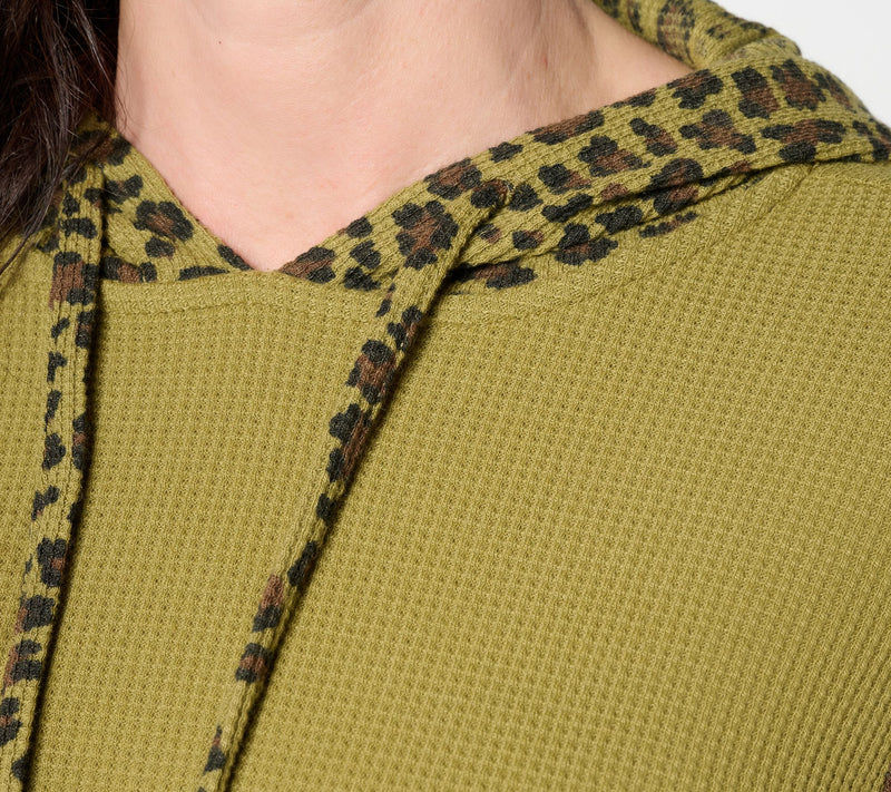 Belle by Kim Gravel Baby Waffle Leopard Sleeve Hoodie — View 5
