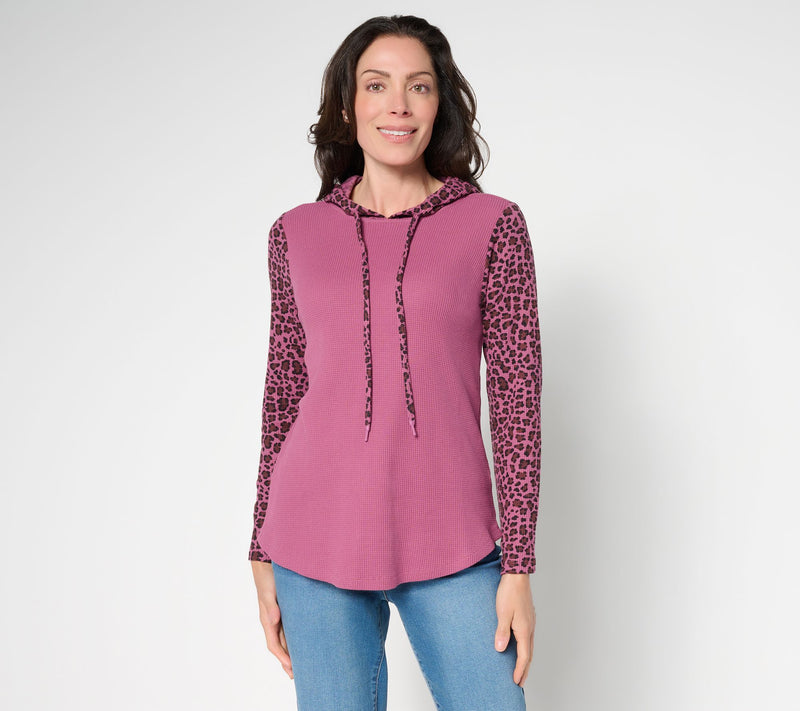 Belle by Kim Gravel Baby Waffle Leopard Sleeve Hoodie — View 10