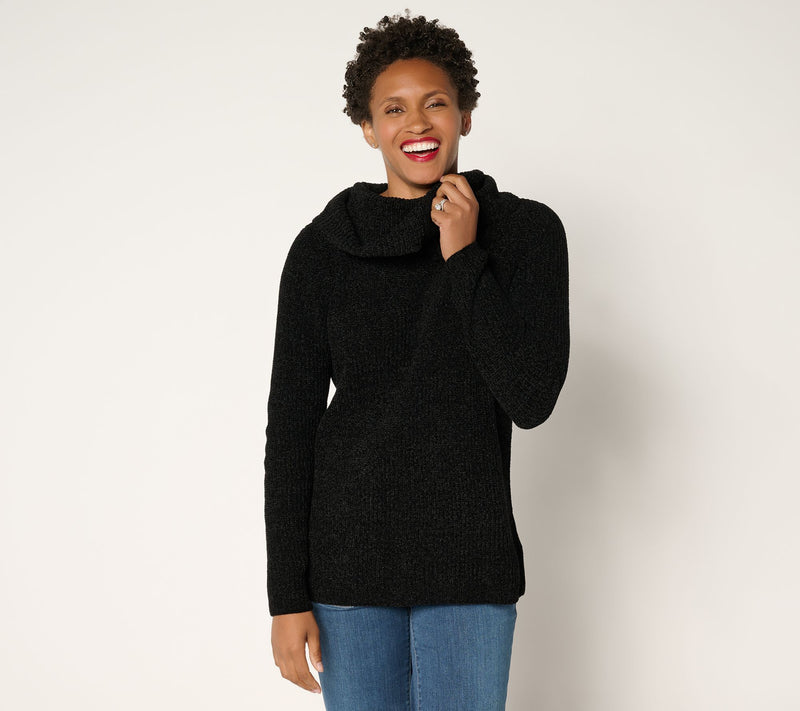 Belle by Kim Gravel Chenille Shaker Knit Cowl Neck — View 12