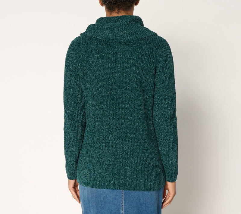 Belle by Kim Gravel Chenille Shaker Knit Cowl Neck — View 4