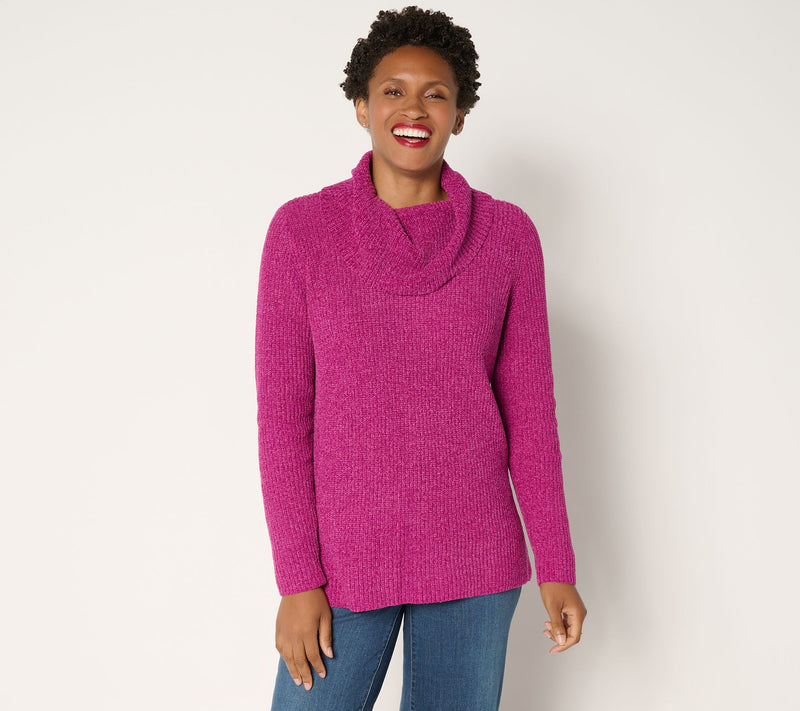 Belle by Kim Gravel Chenille Shaker Knit Cowl Neck — View 13