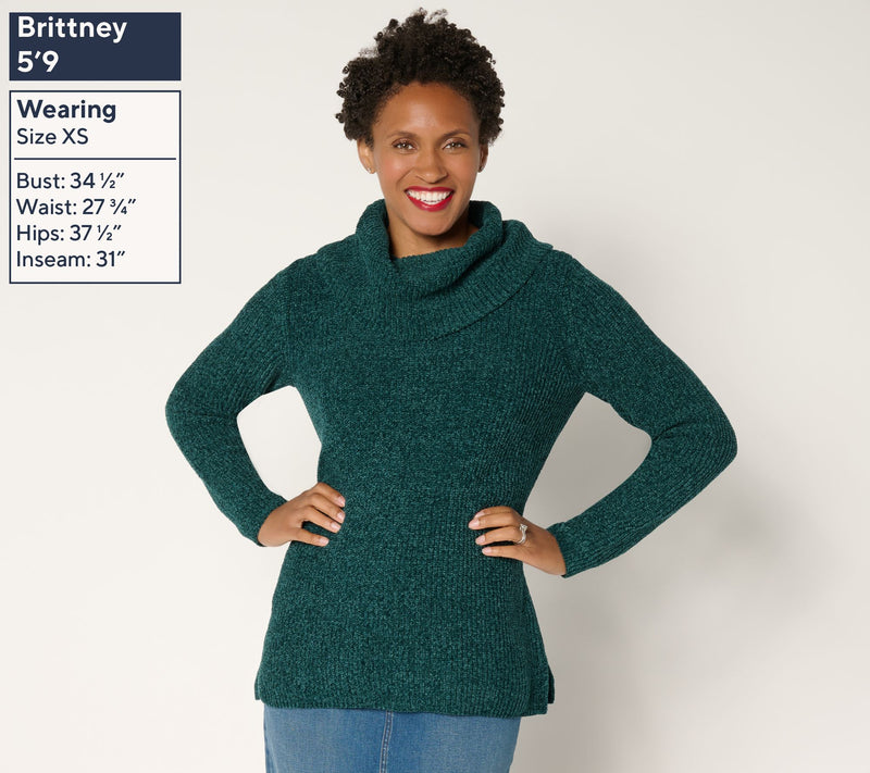 Belle by Kim Gravel Chenille Shaker Knit Cowl Neck — View 3
