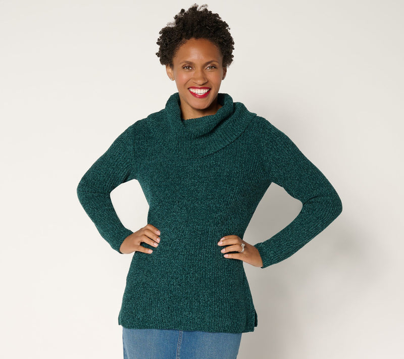 Belle by Kim Gravel Chenille Shaker Knit Cowl Neck — View 14
