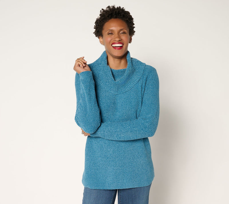 Belle by Kim Gravel Chenille Shaker Knit Cowl Neck — View 15