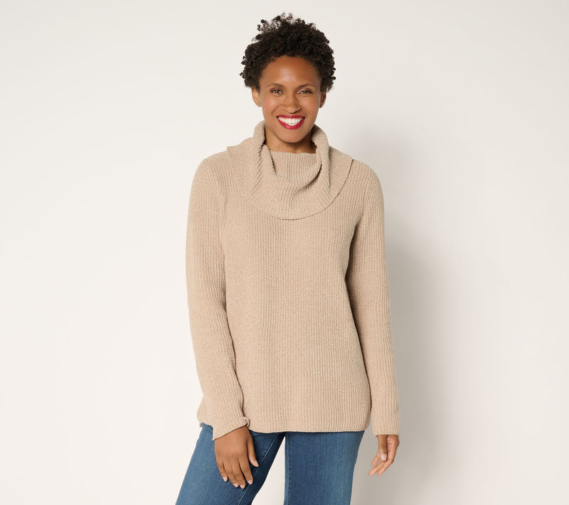 Belle by Kim Gravel Chenille Shaker Knit Cowl Neck — View 16