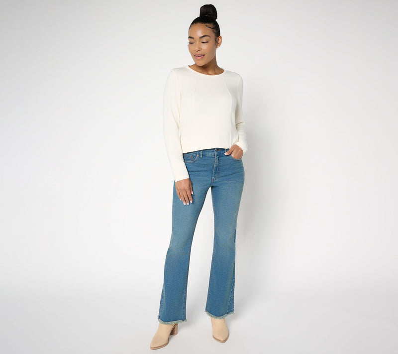 Denim & Co. Canyon Retreat Petite Lightly Boot Jeans — View 5