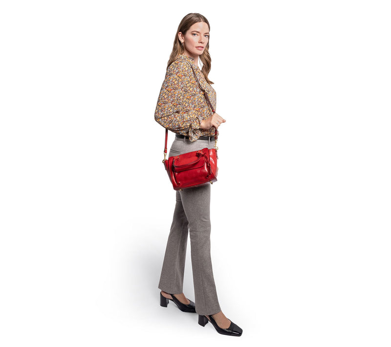 Old Trend Pansy Leather Satchel w/ Crossbody/Shoulder Strap — View 7