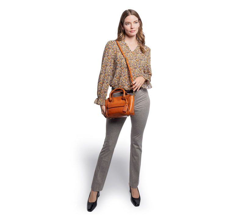 Old Trend Pansy Leather Satchel w/ Crossbody/Shoulder Strap — View 5