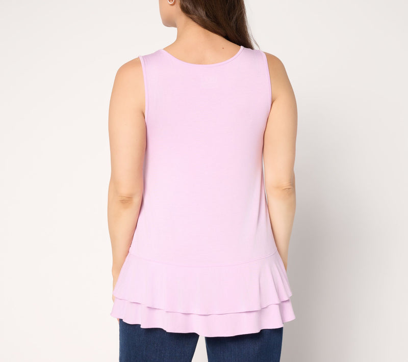 LOGO Layers by Lori Goldstein Regular Knit Tiered Hem Tank — View 12