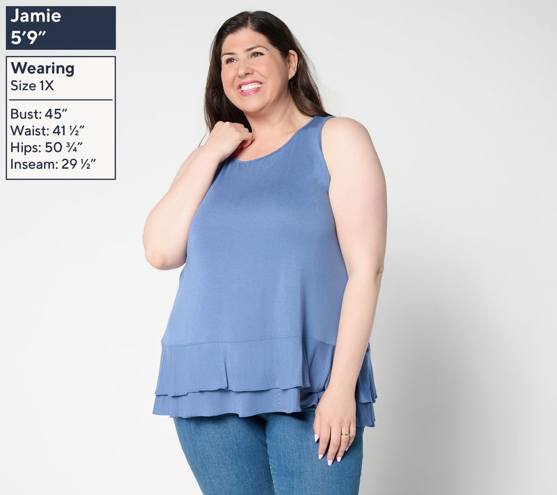 LOGO Layers by Lori Goldstein Regular Knit Tiered Hem Tank — View 10