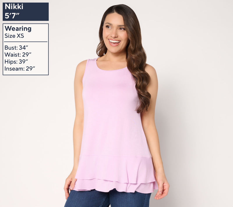LOGO Layers by Lori Goldstein Petite Knit Tiered Hem Tank — View 11