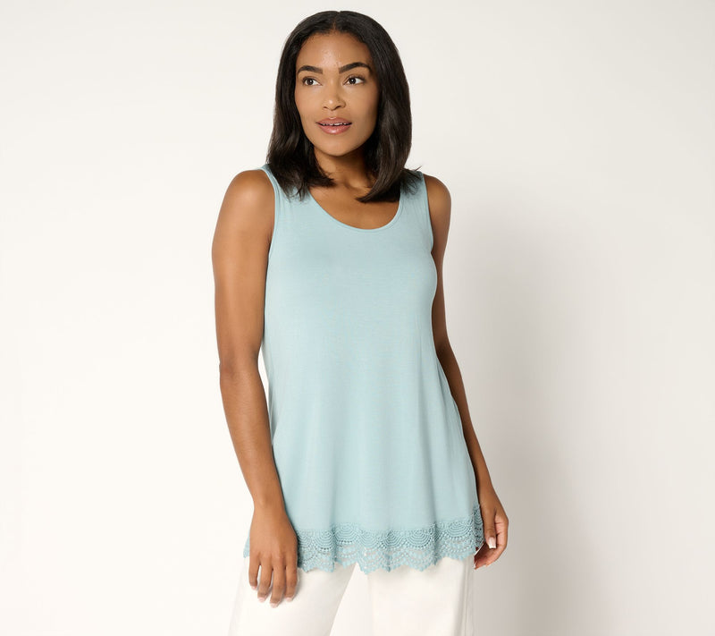 LOGO Layers by Lori Goldstein Petite Knit Tank with Crochet Hem — Main view