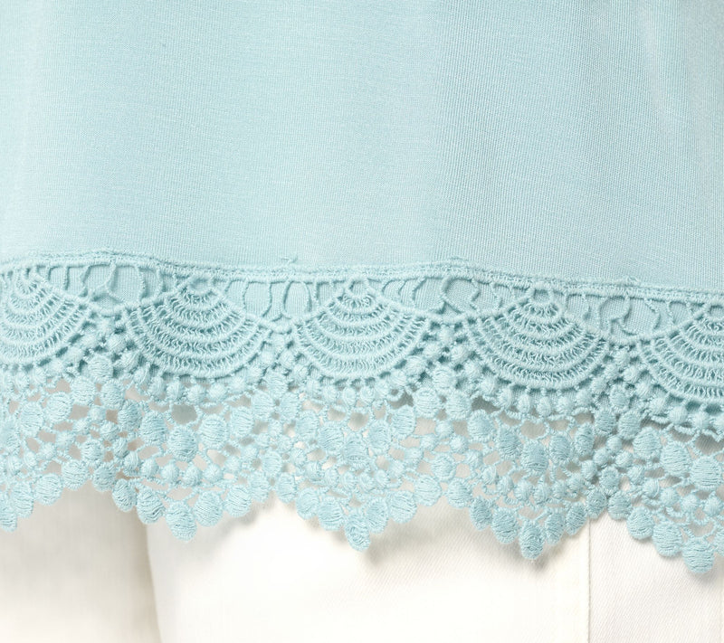 LOGO Layers by Lori Goldstein Petite Knit Tank with Crochet Hem — View 6