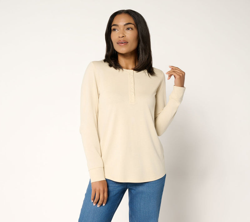 LOGO Principles by Lori Goldstein Knit Henley Top — View 12