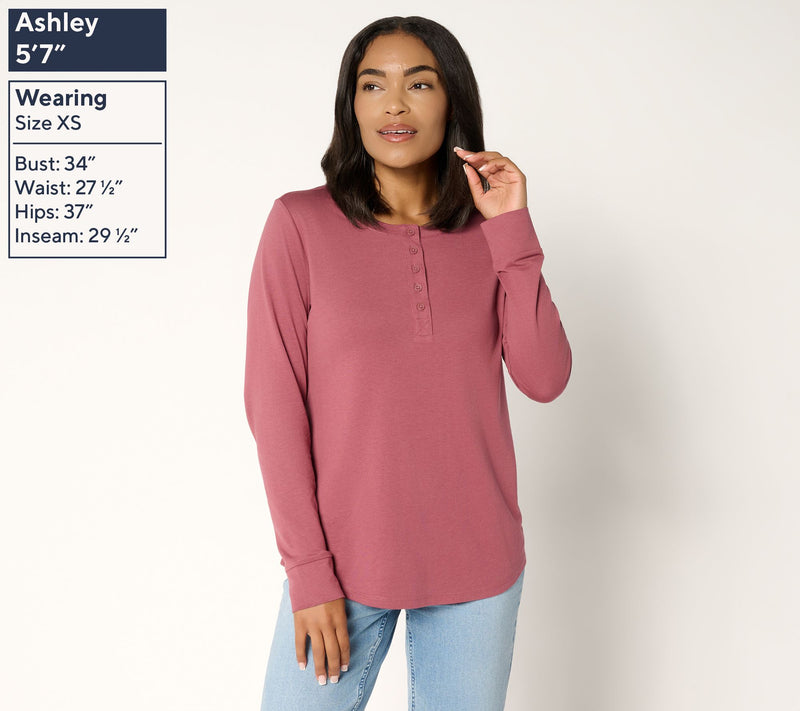 LOGO Principles by Lori Goldstein Knit Henley Top — View 3