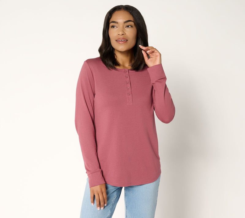 LOGO Principles by Lori Goldstein Knit Henley Top — View 14