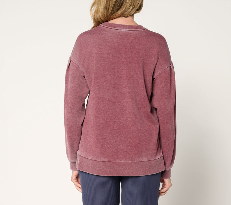 LOGO by Lori Goldstein French Terry Pleat-Detail Sweatshirt — View 4