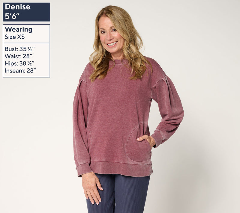 LOGO by Lori Goldstein French Terry Pleat-Detail Sweatshirt — View 3