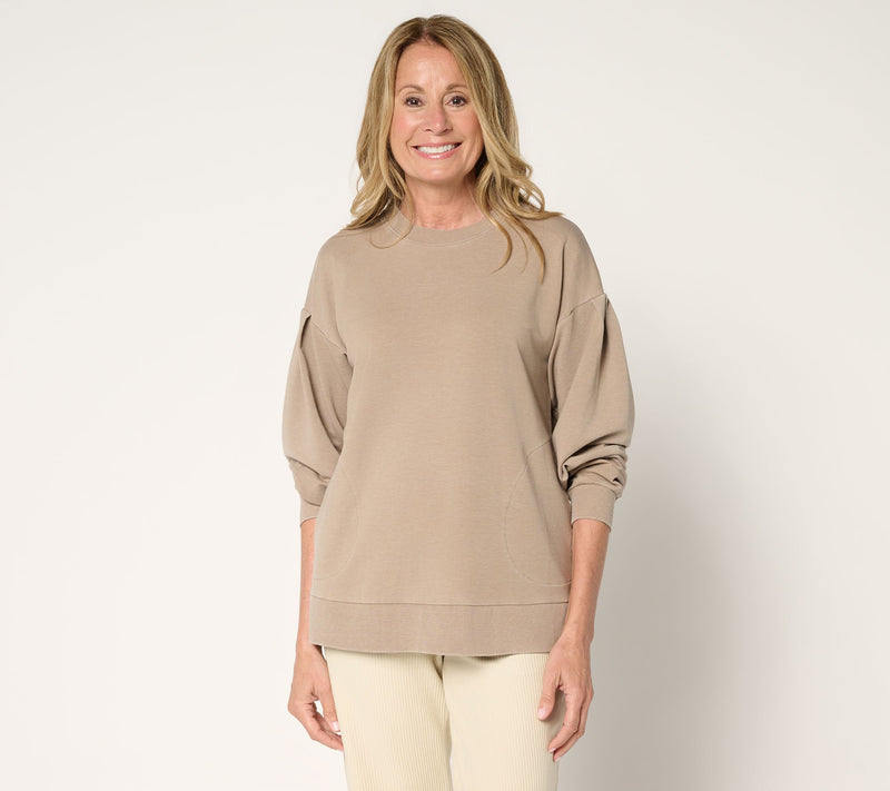LOGO by Lori Goldstein French Terry Pleat-Detail Sweatshirt — View 13