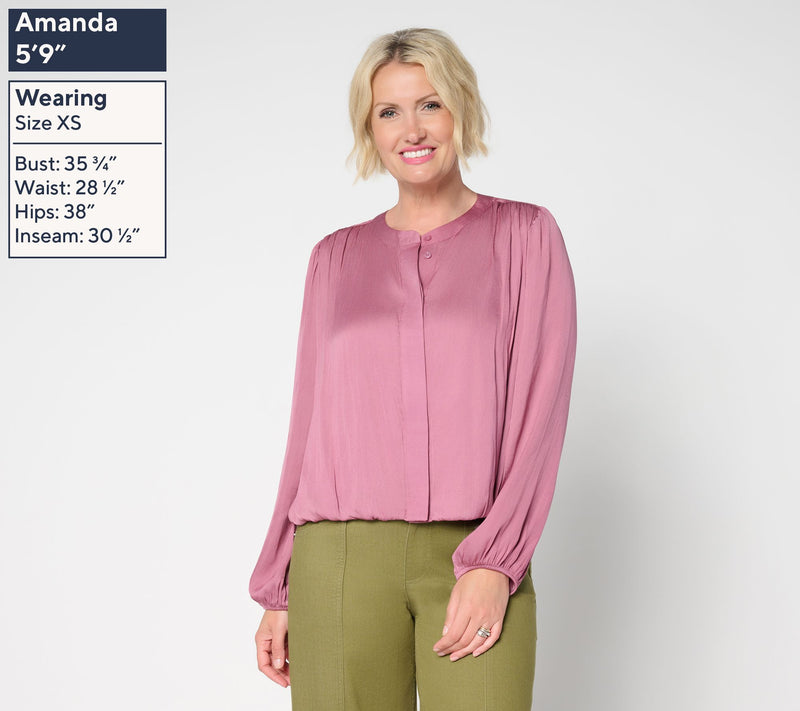 LOGO by Lori Goldstein Woven Bubble Hem Blouse — View 3