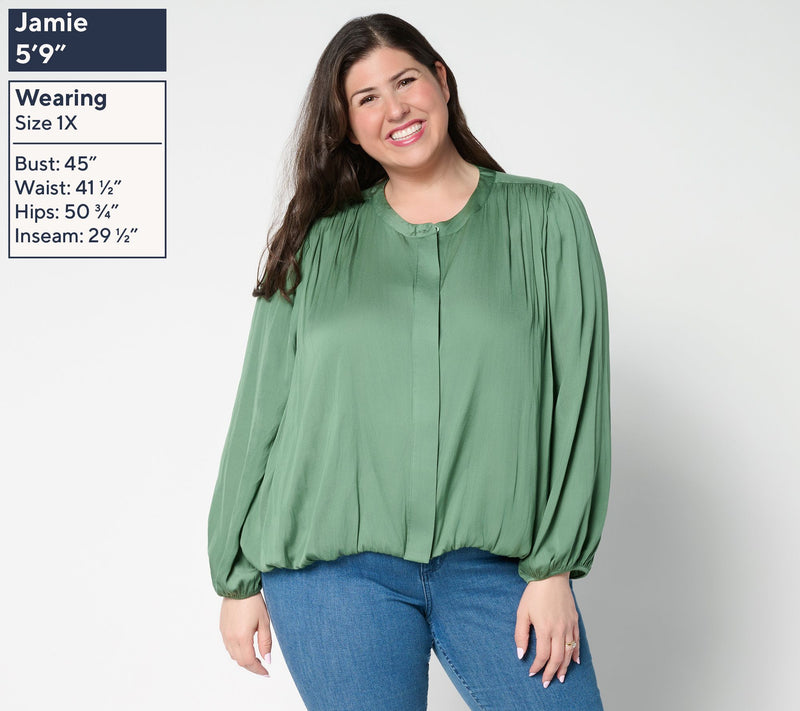 LOGO by Lori Goldstein Woven Bubble Hem Blouse — View 2