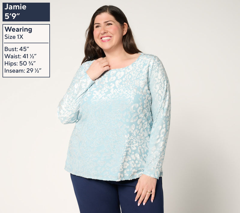 Women with Control Burnout Knit Long Sleeve Top — View 2