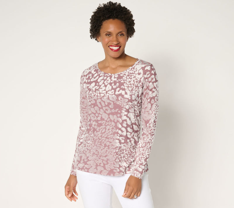 Women with Control Burnout Knit Long Sleeve Top — Main view