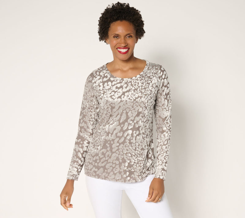 Women with Control Burnout Knit Long Sleeve Top — View 12