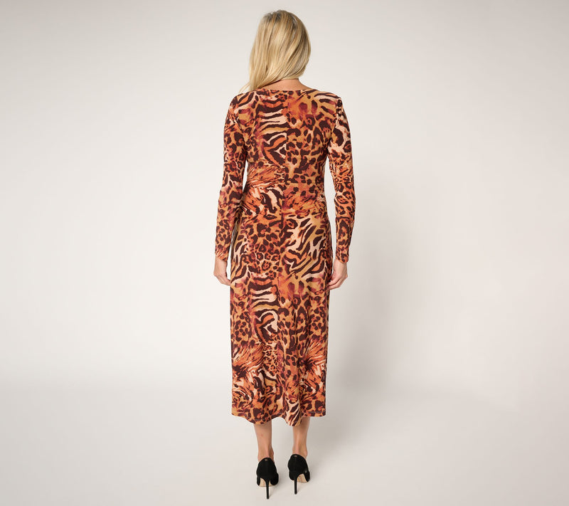 Women with Control Printed Como Jersey Ruched Midi Dress — View 4