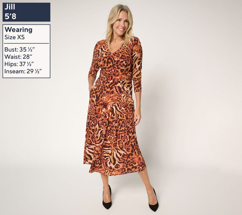 Women with Control Printed Como Jersey Ruched Midi Dress — View 3