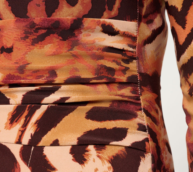 Women with Control Printed Como Jersey Ruched Midi Dress — View 6