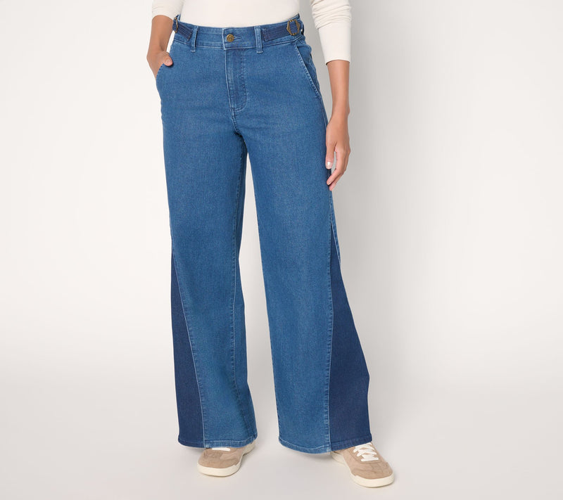 Me by Jennie Garth Regular Two Tone Wide Leg Jean — Main view
