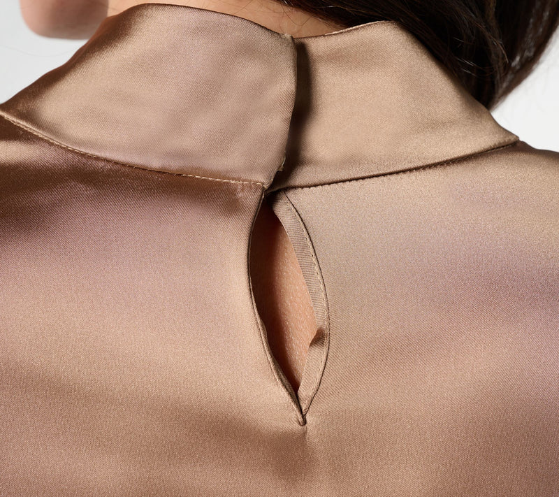 Me by Jennie Garth Rockefeller Cowl Neck Satin Blouse — View 6