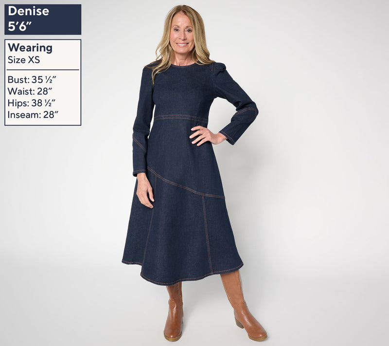 Peace Love World Black Label Regular Denim Midi Dress — View 3
