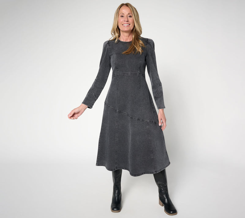 Peace Love World Black Label Petite Denim Midi Dress — View 8