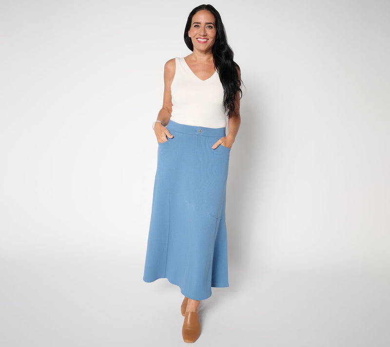 Peace Love World Petite French Terry Pull-On Seamed Skirt — View 4
