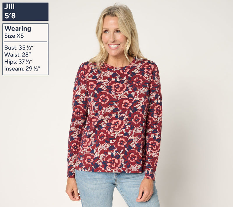 AnyBody Printed Cozy Knit Long Sleeve Top — View 3