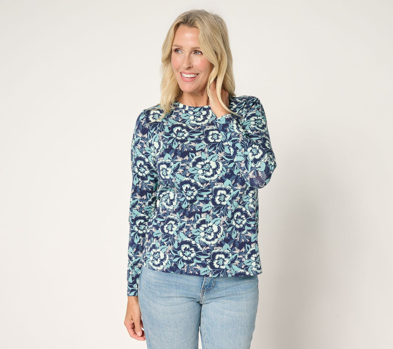 AnyBody Printed Cozy Knit Long Sleeve Top — View 12