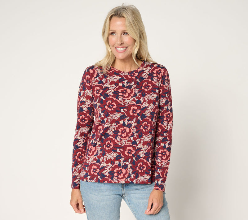 AnyBody Printed Cozy Knit Long Sleeve Top — View 13
