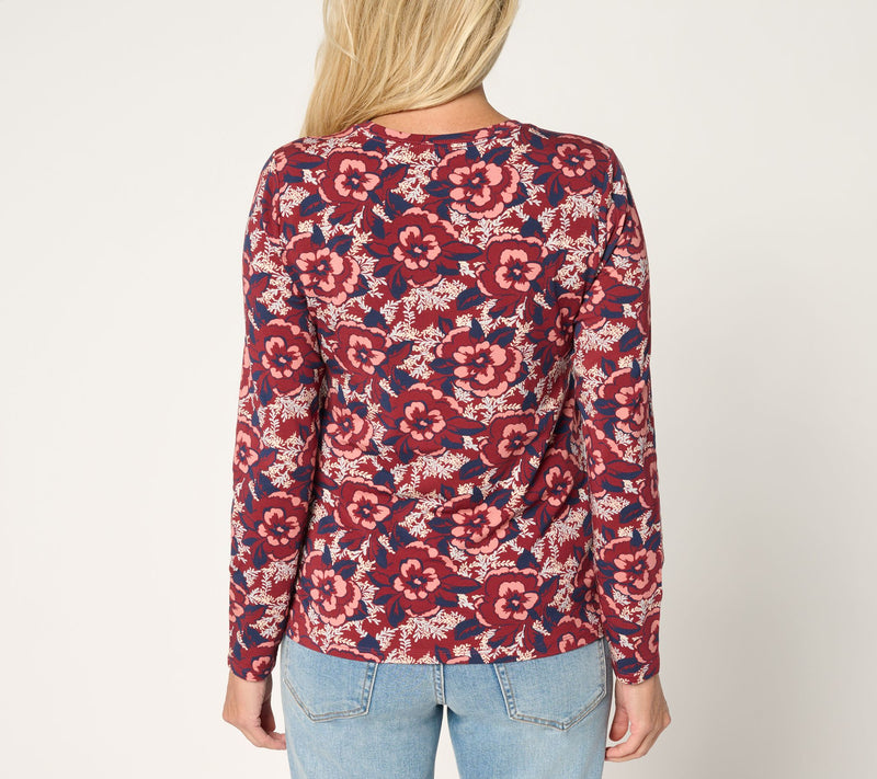 AnyBody Printed Cozy Knit Long Sleeve Top — View 4