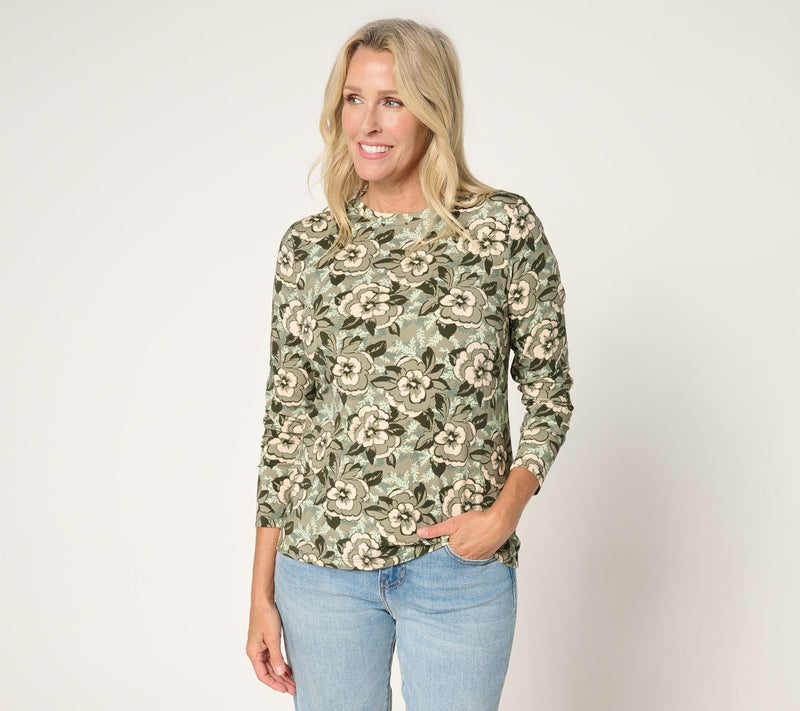 AnyBody Printed Cozy Knit Long Sleeve Top — View 14