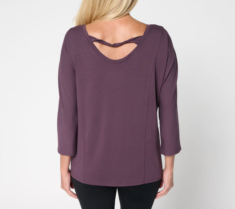 AnyBody Cozy Knit Top with Back Twist Detail — View 4