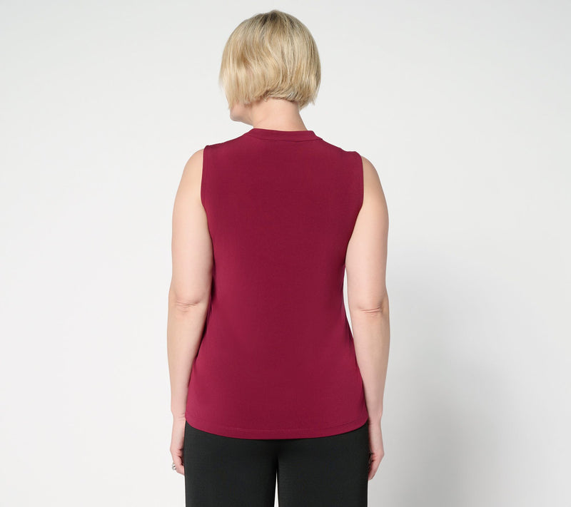 Susan Graver Liquid Knit Sleeveless Tie-Front Shell Top — View 3