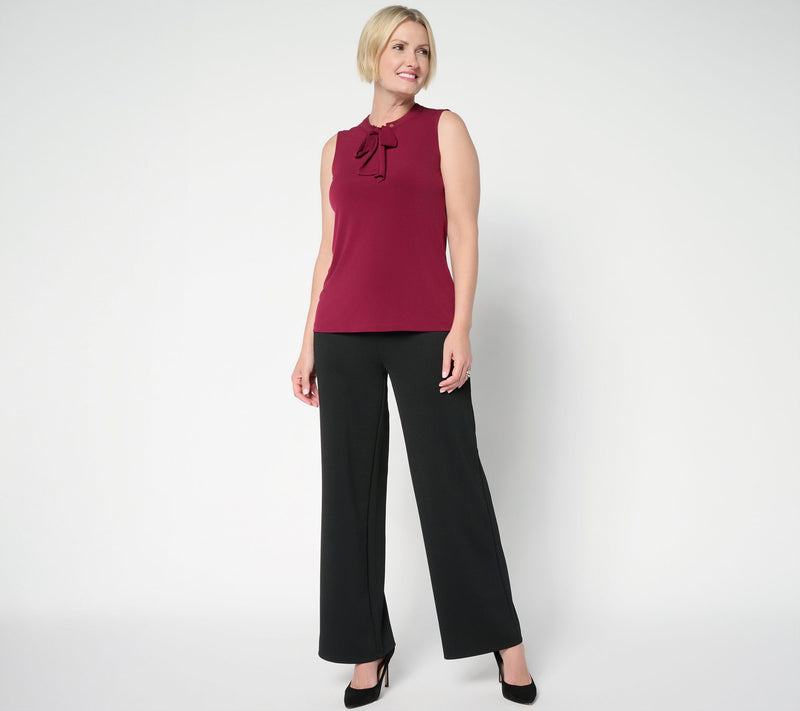 Susan Graver Liquid Knit Sleeveless Tie-Front Shell Top — View 4