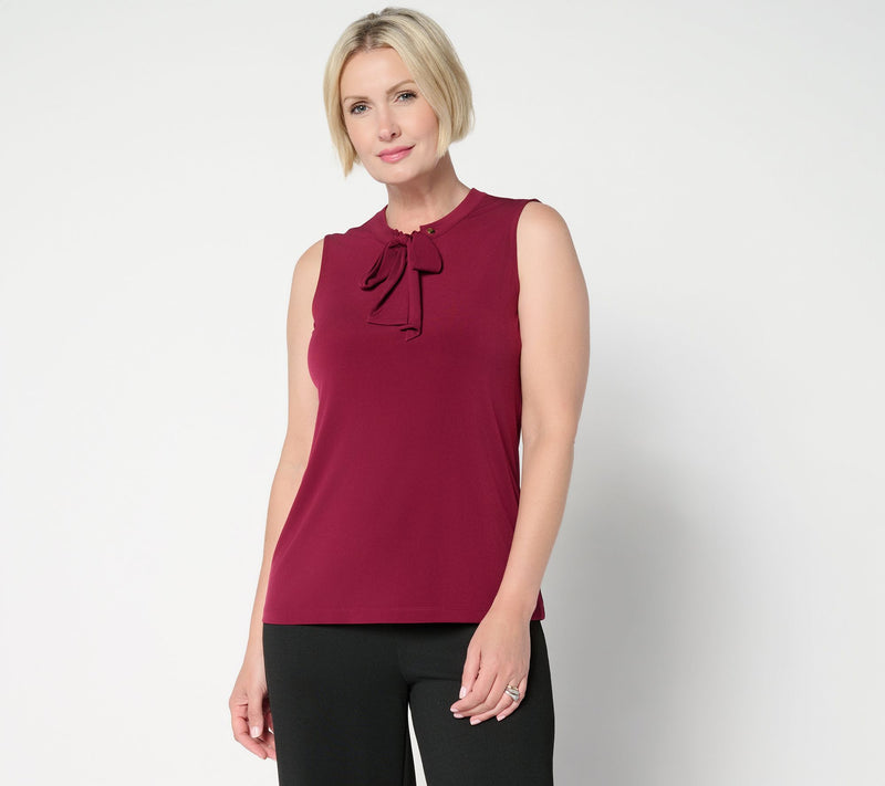 Susan Graver Liquid Knit Sleeveless Tie-Front Shell Top — View 13