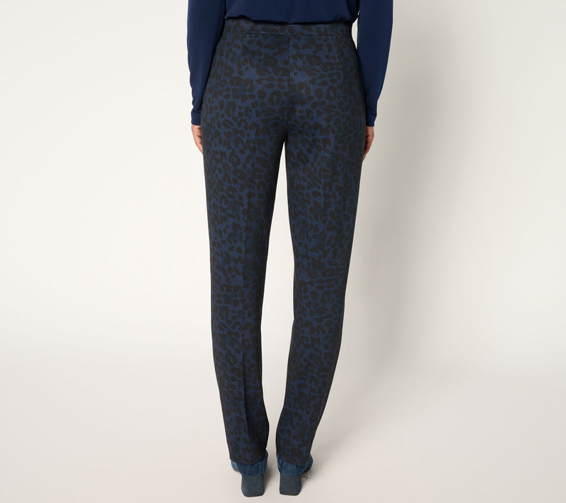 Susan Graver Regular Printed Ponte Straight Leg Pant — View 4