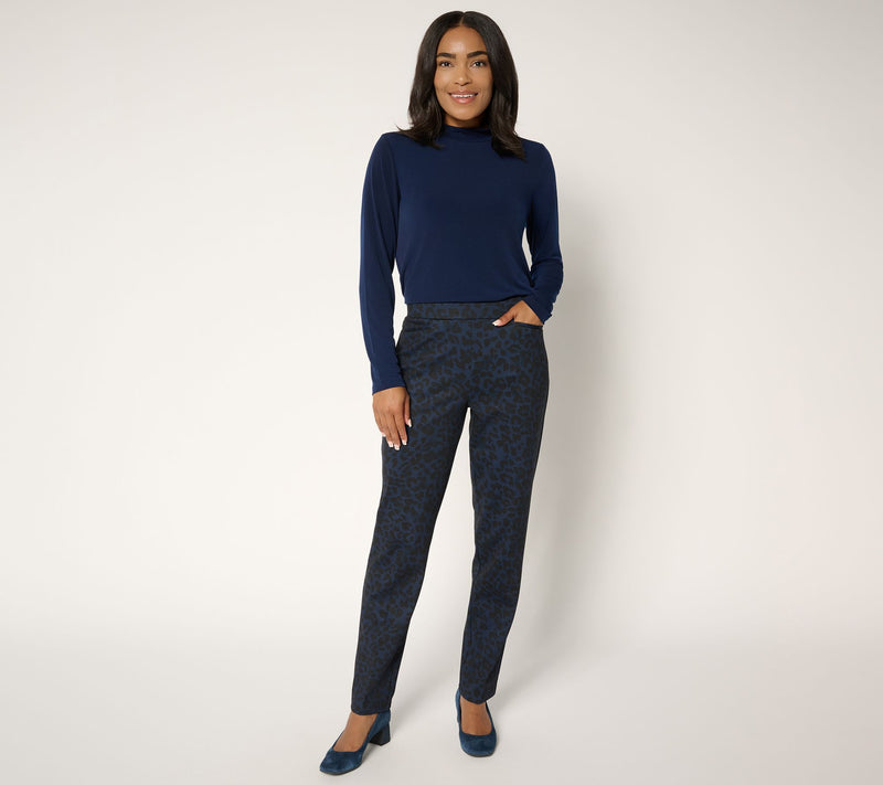 Susan Graver Regular Printed Ponte Straight Leg Pant — View 5