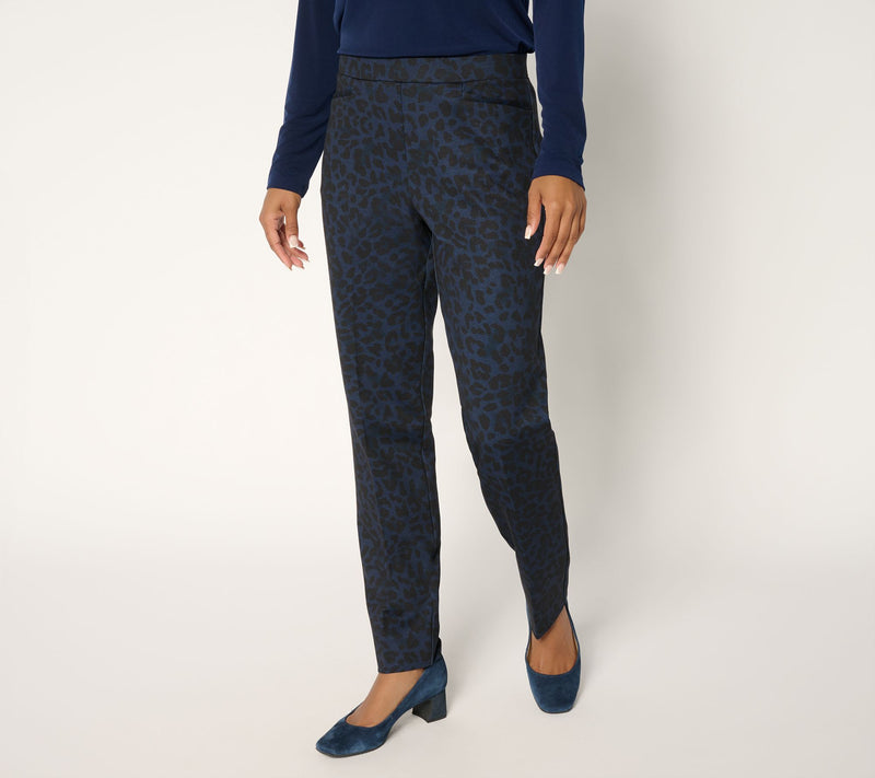 Susan Graver Regular Printed Ponte Straight Leg Pant — View 10